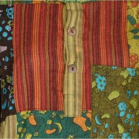 Wicked Dragon Forest Folk Men’s Bohemian Patchwork Shirt in the Size X-Large - Picture 9 of 12